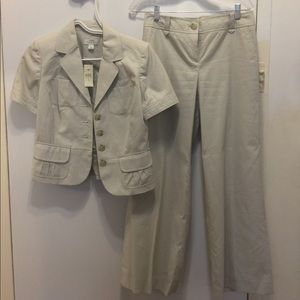 LOFT seersucker short sleeve pantsuit NWT
